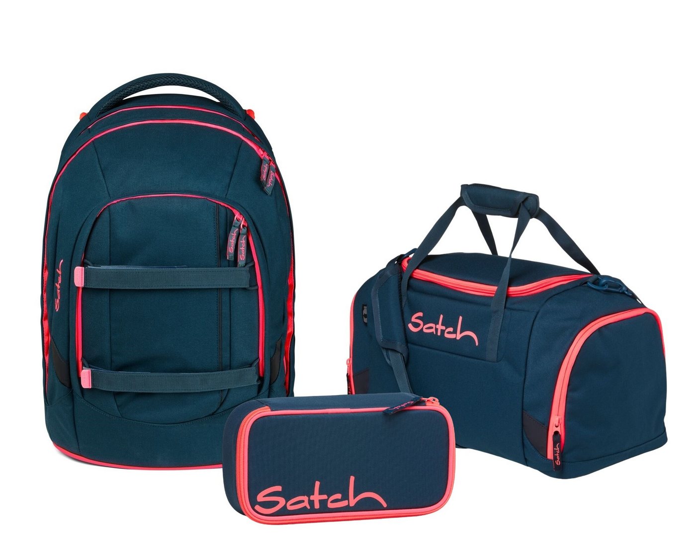 Satch Schulranzen Schulrucksack-Set PACK Pink Phantom 3-teilig (3-teilig), Laptop-Fach, Your-Size-System, Schulranzen von Satch