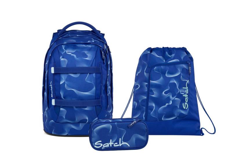Satch Schulranzen Schulrucksack-Set PACK Vibrant Blue 3-teilig, Kollektion 2025 (3-teilig), ergonomisch, Your-Size-System: auf Körpergröße anpassbar von Satch