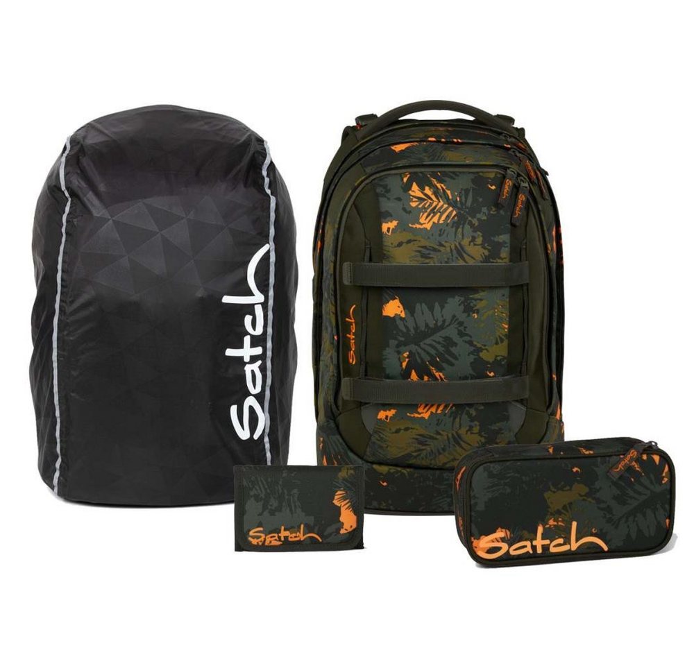 Satch Schulrucksack Pack (4tlg., inkl. Schlamperbox, Regenhülle und Geldbörse) von Satch
