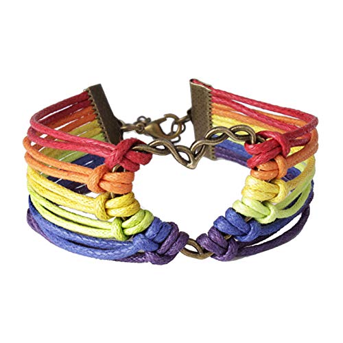 Böhmisches schlichtes Armband, Sommer-Party-Geschenk, Gay Pride, Herzanhänger, mehrlagig, Regenbogen-Seil-Armband, Armreif, lesbischer Schmuck – mehrfarbig von Saterkali