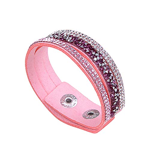 Böhmisches schlichtes Armband für den Sommer, Party, Geschenk, für Frauen, modisch, Kristalle, Strasssteine, Kunstleder, Armband für Bankett, Geschenk, Dating, Hellrosa von Saterkali