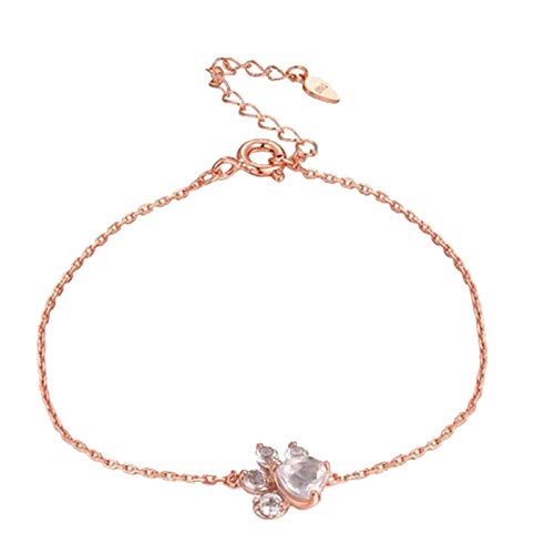 Böhmisches schlichtes Armband für den Sommer, Party, Geschenk, modisch, für Damen, Katze, Hund, Pfote, Strass, Armband, Armreif, Kette, Schmuck, Geschenke – Roségold von Saterkali