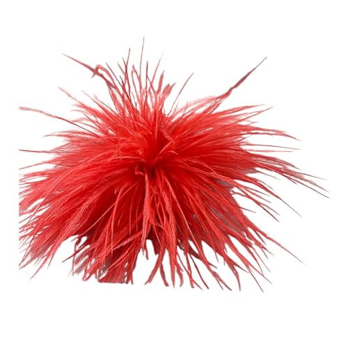 Saterkali Damen-Brosche, Revers-Brosche, Unisex-Brosche, künstliche Straußenfedern, weich, rutschfest, leicht, Kleidung, Hut, Tasche, Dekoration, Hochzeit, Party, Abschlussball, Kleidungsnadel Rot von Saterkali