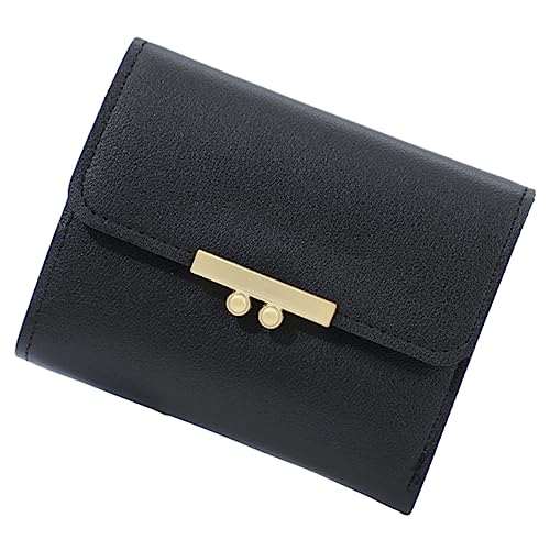 Saterkali Frauen Brieftasche Luxus Kunstleder Einfarbig Minimalistische Tri-fold Multi-Slots Kartenhalter Kurze Schlanke Geldbörse Geld Fall Tasche Mädchen Geschenk, Schwarz , S von Saterkali