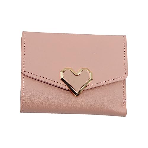 Saterkali Kleine Brieftaschen für Frauen, Geldbörse Knopfverschluss Multifunktions Tasche Drei Falten Kunstleder Weibliche Münzen Clutch Bag Frauen Zubehör, rose, S von Saterkali