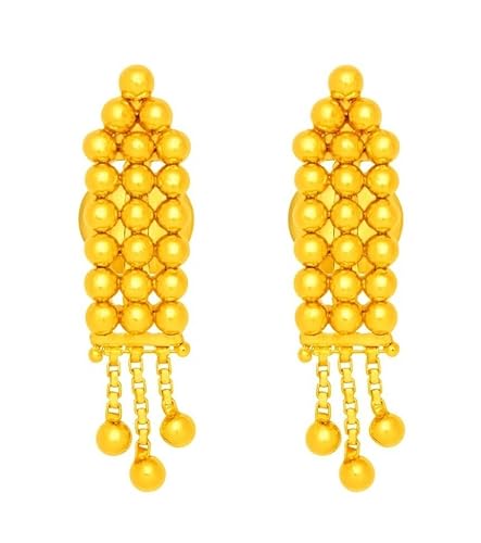 Ohrringe aus 22 Karat echtem, zertifiziertem feinem Gelbgold, wunderschönes Design von Satfale Jewellers