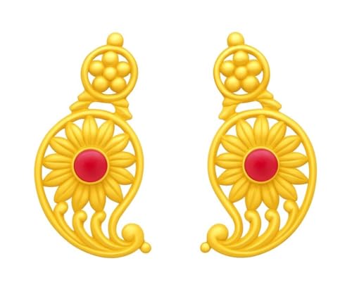 Ohrringe aus 22 Karat echtem, zertifiziertem feinem Gelbgold, wunderschönes Design von Satfale Jewellers