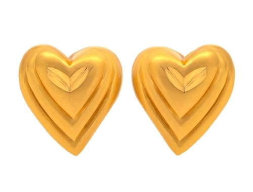 Ohrringe aus 22 Karat echtem zertifiziertem Gelbgold mit Herz-Design von Satfale Jewellers