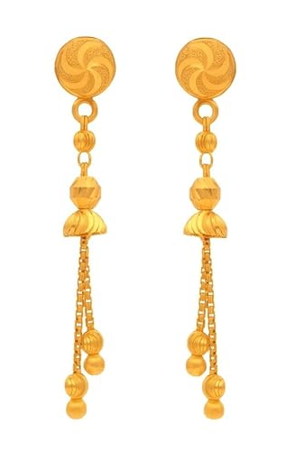 Ohrringe aus 22 Karat echtem zertifiziertem feinem Gelbgold, klassisches Design von Satfale Jewellers