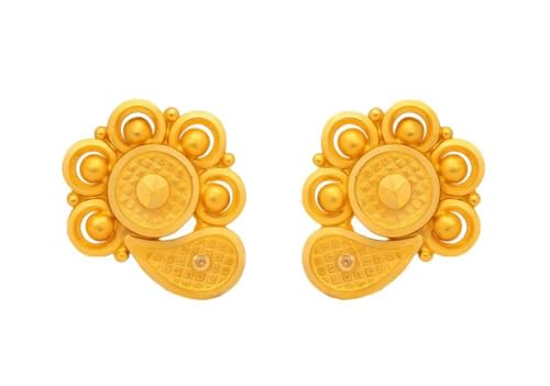 Ohrringe aus 22 Karat echtem zertifiziertem feinem Gelbgold, schönes Design von Satfale Jewellers