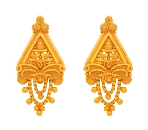 Ohrringe aus 22 Karat echtem zertifiziertem feinem Gelbgold, schönes Design von Satfale Jewellers