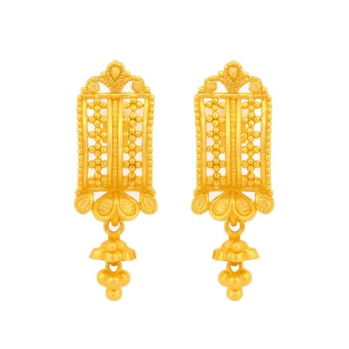 Ohrringe aus 22 Karat echtem zertifiziertem feinem Gelbgold von Satfale Jewellers
