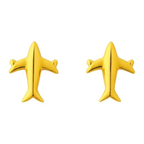 Ohrstecker, 18 Karat echtes feines Gelbgold, Flugzeug-Design von Satfale Jewellers