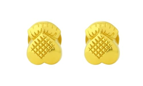 Ohrstecker, 18 Karat echtes zertifiziertes feines Gelbgold, Blumen-Design von Satfale Jewellers