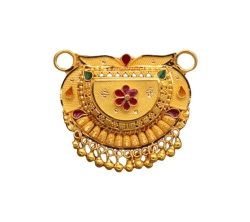 Satfale Jewellers 22K/18K echt zertifiziert Geldstrafe Gelb Gold Abstrakt Mangalsutra-Anhänger von Satfale Jewellers