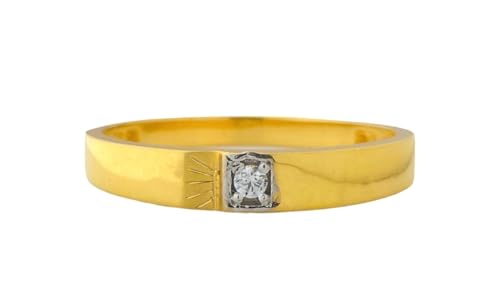 Satfale Jewellers Herren-Ring aus 22 Karat echtem zertifiziertem Gelbgold mit Zirkonia-Stein-Design, Gelbgold, Zirkonia von Satfale Jewellers