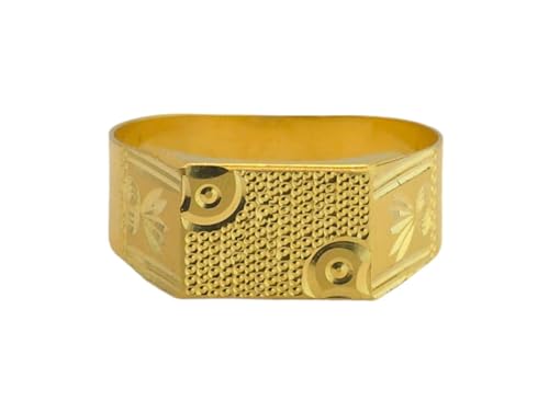 Satfale Jewellers Herren-Ring aus 22 Karat echtem zertifiziertem feinem Gelbgold, klassisches Design, Gelbgold, Kein Edelstein von Satfale Jewellers