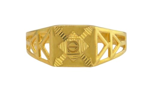 Satfale Jewellers Herren-Ring aus 22 Karat echtem zertifiziertem feinem Gelbgold, klassisches X-Design, Gelbgold, Kein Edelstein von Satfale Jewellers