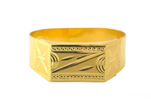 Satfale Jewellers Herrenring aus 22 Karat echtem, zertifiziertem feinem Gelbgold, göttliches Design, Gelbgold, Kein Edelstein von Satfale Jewellers