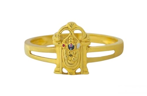Satfale Jewellers Herrenring aus 22 Karat echtem zertifiziertem feinem Gelbgold, Balaji-Design, Gelbgold, Kein Edelstein von Satfale Jewellers