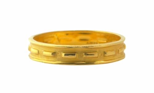 Satfale Jewellers Herrenring aus 22 Karat echtem zertifiziertem feinem Gelbgold, Gelbgold, Kein Edelstein von Satfale Jewellers