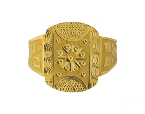 Satfale Jewellers Herrenring aus 22 Karat echtem zertifiziertem feinem Gelbgold mit abstraktem Design, Gelbgold, Kein Edelstein von Satfale Jewellers