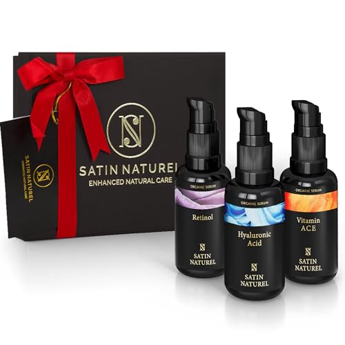 Satin Naturel Geschenke für Frauen - Retinol + Hyaluron + Vitamin C Serum 3x30ml, Beauty Skincare Set Vegan - Geburtstagsgeschenke für Frauen - Luxus-Geschenkbox Satin Naturel Geschenke für Frauen - Retinol + Hyaluron + Vitamin C Serum 3x30ml, Beauty Skincare Set Vegan - Geburtstagsgeschenke für Frauen - Luxus-Geschenkbox von SatinNaturel