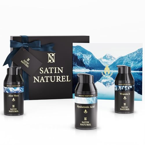 Vatertagsgeschenk für Papa - Luxus Skincare Geschenkset Männer mit Gesichtscreme Männer + Augencreme + Face Wash - Vatertag, Geschenke für Männer - Gesichtspflege Männer Vegan von SatinNaturel