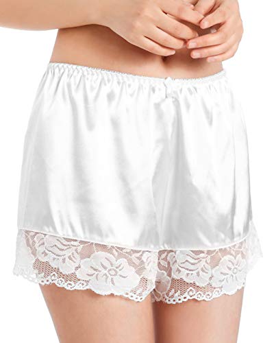 Damen Satin French Knickers Höschen Kurze Slips (Weiß, L) von Satini