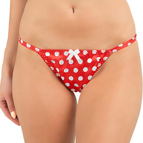 Satin Polka-Dots Tanga Bikini Briefs Unterwäsche Höschen (Rot, L) von Satini