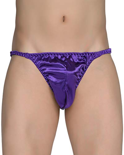 Satin Herren Tanga Bikini Slip Unterwäsche Höschen (Indigo, S) von Satini