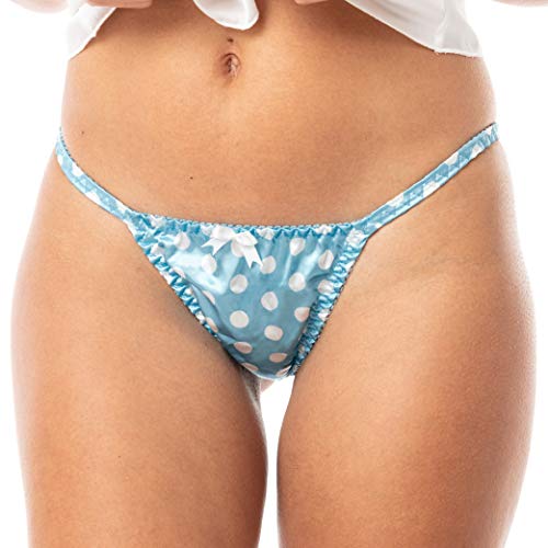 Satin Polka-Dots Tanga Bikini Briefs Unterwäsche Höschen (Türkis, S) von Satini