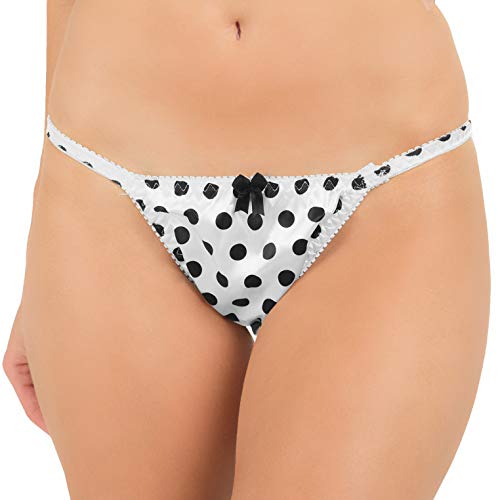 Satin Polka-Dots Tanga Bikini Briefs Unterwäsche Höschen (Weiß, XL) von Satini