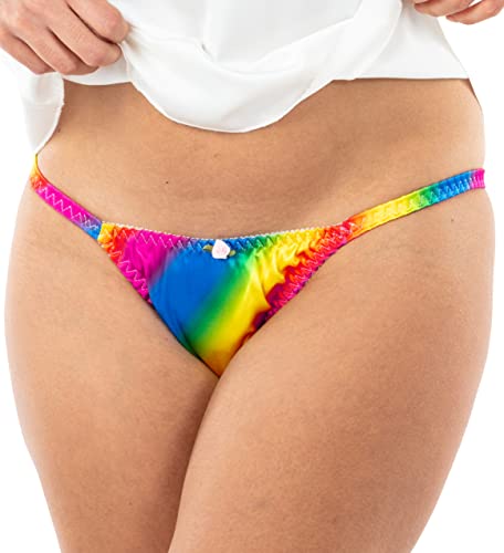 Satin Tanga Bikini Briefs Unterwäsche Höschen (Regenbogen, L) von Satini