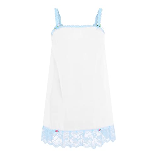 Satini Dessous Durchsichtiges Sissy Babydoll-Stil Rüschen Rüschen Spitze Unterkleid Nachtwäsche (Weiß - Baby blau, L) von Satini