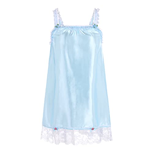 Satini Dessous Satin Sissy Babydoll-Stil Rüschen Rüschen Spitze Unterkleid Nachtwäsche (Baby blau, S) von Satini