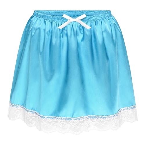Satini Rüschen Spitze Sissy Gerafft Seidig Satin Unterkleid Petticoat Dolly-Rock (Türkis, S) von Satini