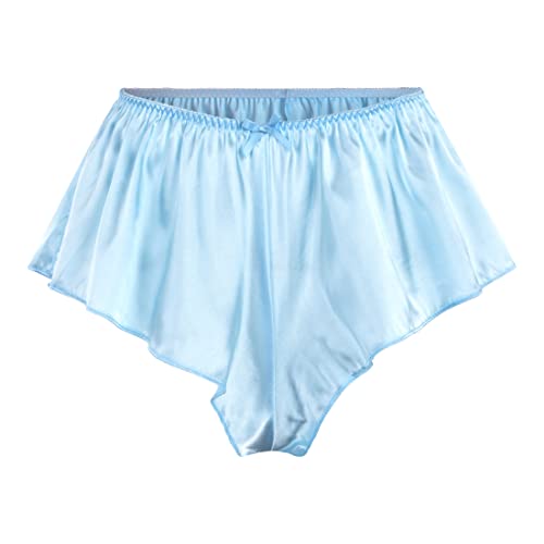 Satini Satin Geriffelte French Knickers Rock Shorts Höschen Unterwäsche (Baby blau, XL) von Satini