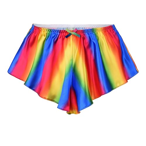 Satini Satin Geriffelte French Knickers Rock Shorts Höschen Unterwäsche (Regenbogen, XL) von Satini