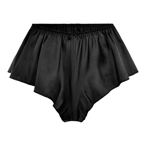 Satini Satin Geriffelte French Knickers Rock Shorts Höschen Unterwäsche (Schwarz, M) von Satini