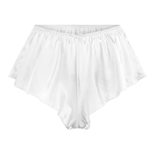 Satini Satin Geriffelte French Knickers Rock Shorts Höschen Unterwäsche (Weiß, L) von Satini