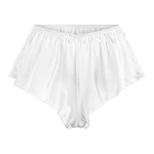 Satini Satin Geriffelte French Knickers Rock Shorts Höschen Unterwäsche (Weiß, XL) von Satini