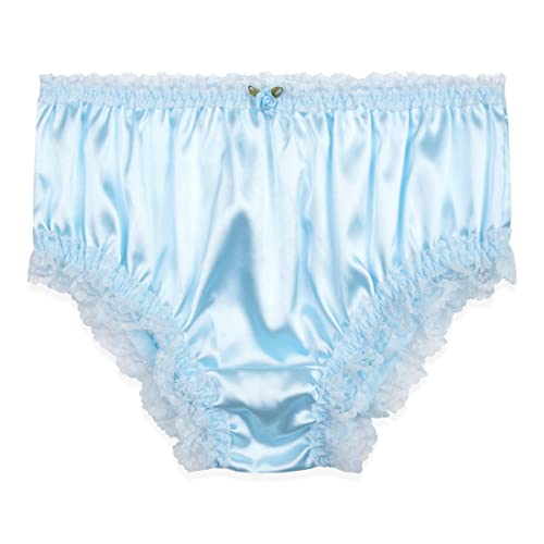 Satini Satin Gerüschte Spitze Sissy French Knickers Slips Höschen Unterwäsche (Baby blau, S) von Satini