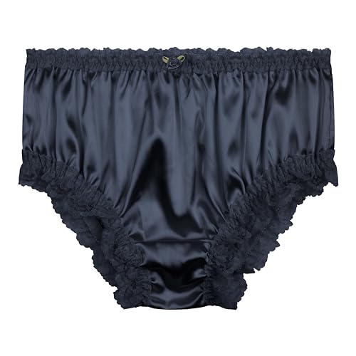 Satini Satin Gerüschte Spitze Sissy French Knickers Slips Höschen Unterwäsche (Nachtblau, XXL) von Satini