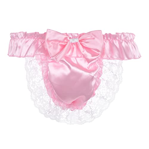 Satini Satin Rüsche die Schleife Tanga Sissy Boy-Shorts Slips Höschen Unterwäsche (Zartrosa, L) von Satini