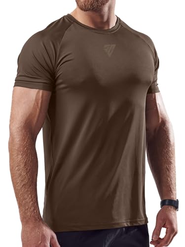 Satire Gym® – Muscle Shirt Herren/Schnell trocknendes Mesh Muskelshirt Männer/Sportbekleidung & Muscle Fit T-Shirt - Sportshirt geeignet als Fitness- & Bodybuilding Shirt (XL, Braun) von Satire Gym