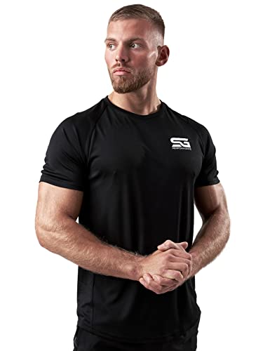 Satire Gym® – Muscle Shirt Herren/Schnell trocknendes Mesh Muskelshirt Männer/Sportbekleidung & Muscle Fit T-Shirt - Sportshirt geeignet als Fitness- & Bodybuilding Shirt (schwarz, M) von Satire Gym