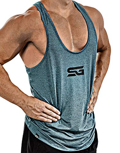 Satire Gym® - Fitness Stringer Tank Top Herren/Schnell trocknende & Funktionelle Herren Sportbekleidung -Tanktop Herren - Perfekter Bodybuilding Stringer & Trainings Tank Top (Petrol meliert, XL) von Satire Gym