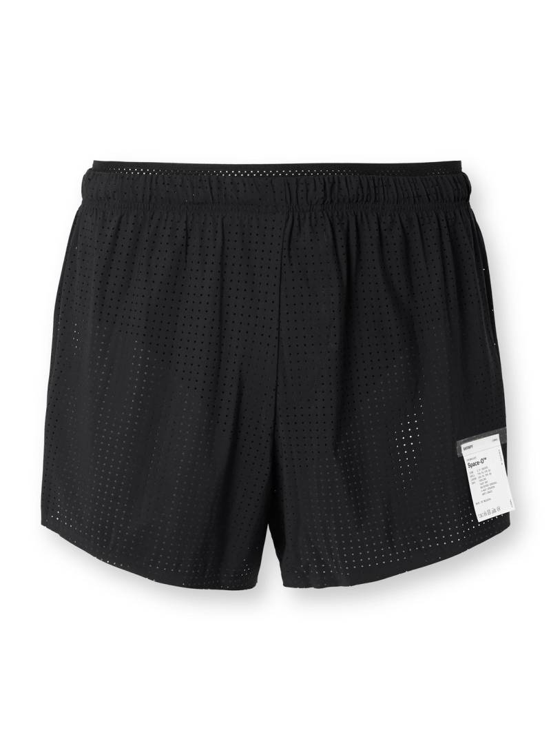 Satisfy - 2.5" Distance Straight-Leg Logo-Appliquéd Space‑O™ Shorts - Men - Black - M von Satisfy