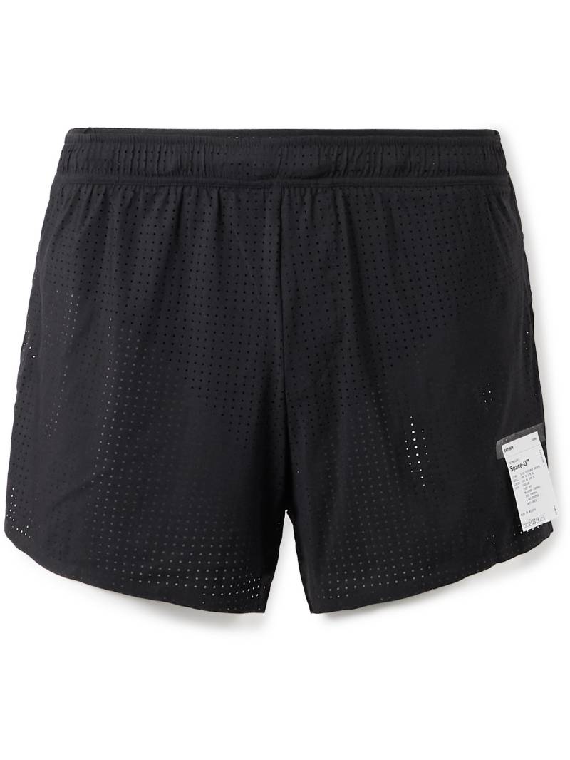 Satisfy - 2.5" Straight-Leg Logo-Appliquéd Space‑O™Jersey Shorts - Men - Black - 0 von Satisfy